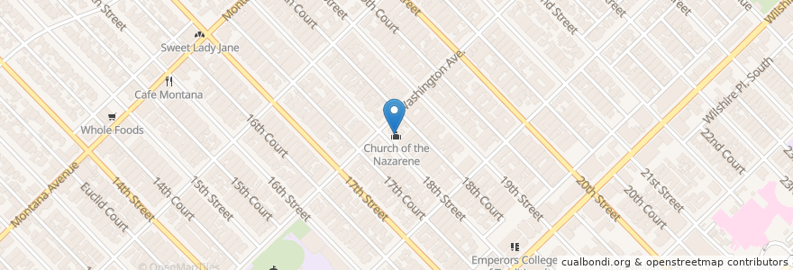 Mapa de ubicacion de Church of the Nazarene en United States, California, Los Angeles County.
