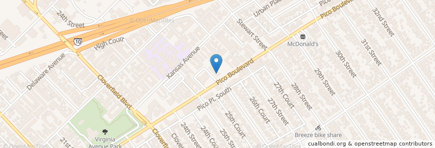 Mapa de ubicacion de First Baptist Church en 미국, 캘리포니아주, Los Angeles County.