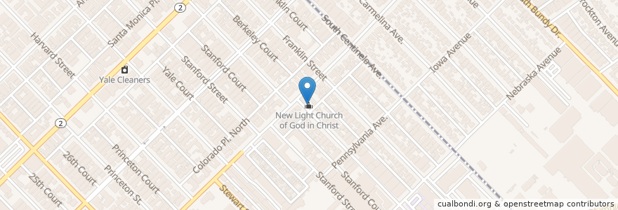 Mapa de ubicacion de New Light Church of God in Christ en アメリカ合衆国, カリフォルニア州, Los Angeles County, ロサンゼルス.