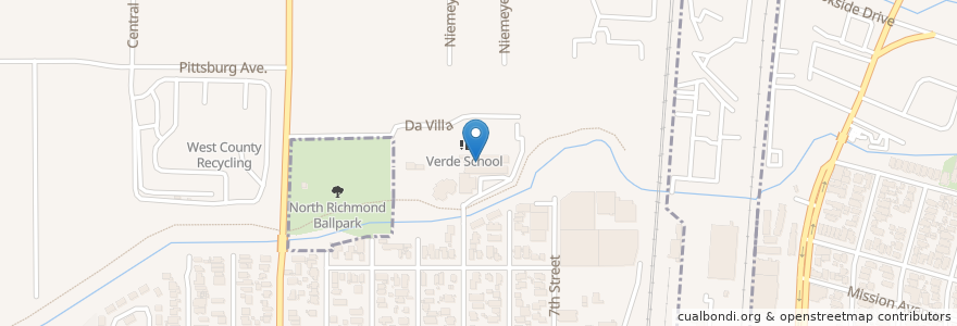 Mapa de ubicacion de Verde Elementary School en United States, California, Contra Costa County.