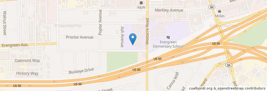 Mapa de ubicacion de West Sacramento School for Independent Study en 미국, 캘리포니아주, Yolo County, West Sacramento.