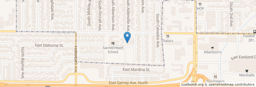 Mapa de ubicacion de Sacred Heart Catholic Church en Amerika Syarikat, California, Los Angeles County, West Covina.