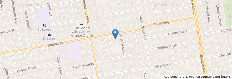 Mapa de ubicacion de New Beginnings Family Church en United States, California, Los Angeles County, Temple City.