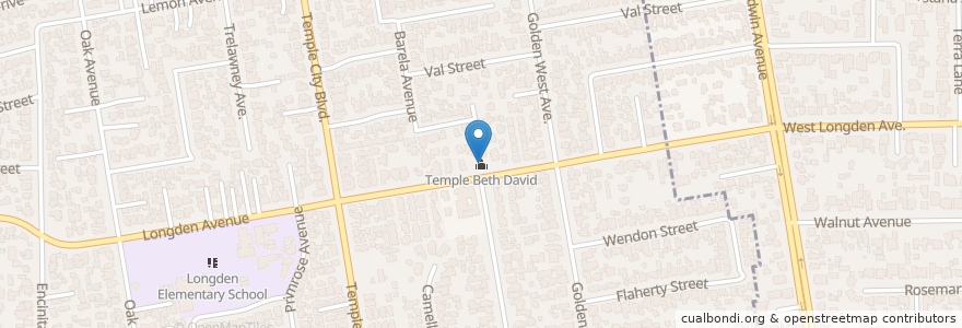 Mapa de ubicacion de Temple Beth David en 美利坚合众国/美利堅合眾國, 加利福尼亚州/加利福尼亞州, 洛杉矶县, Temple City, Arcadia.