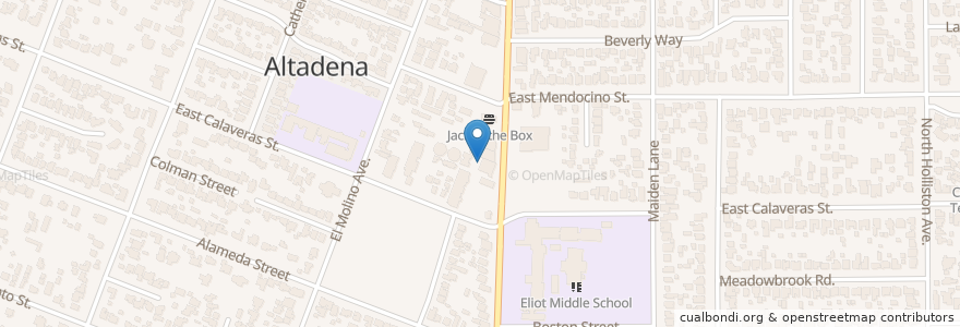 Mapa de ubicacion de Altadena Post Office en Amerika Birleşik Devletleri, Kaliforniya, Los Angeles County.