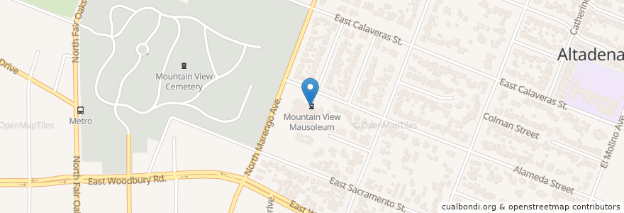 Mapa de ubicacion de Mountain View Mausoleum en الولايات المتّحدة الأمريكيّة, كاليفورنيا, مقاطعة لوس أنجلس.