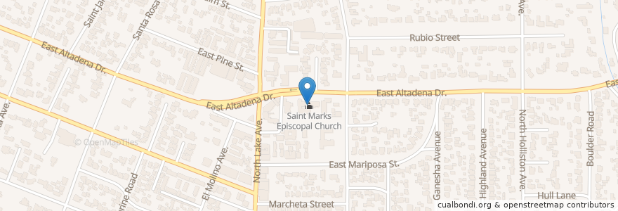 Mapa de ubicacion de Saint Marks Episcopal Church en Amerika Syarikat, California, Los Angeles County.