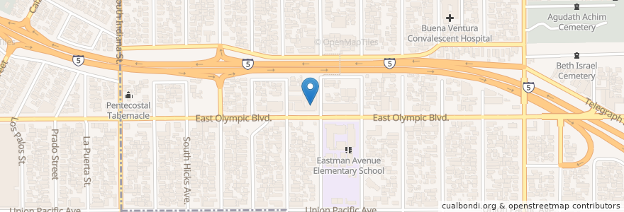 Mapa de ubicacion de Los Angeles Community Hospital en الولايات المتّحدة الأمريكيّة, كاليفورنيا, مقاطعة لوس أنجلس.