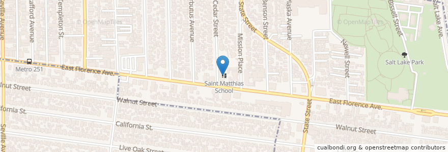 Mapa de ubicacion de Saint Matthias School en 미국, 캘리포니아주, Los Angeles County, Huntington Park.