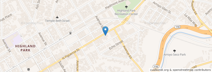 Mapa de ubicacion de Highland Park Station Los Angeles Post Office en アメリカ合衆国, カリフォルニア州, Los Angeles County, ロサンゼルス.