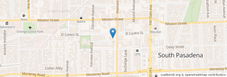 Mapa de ubicacion de South Pasadena Post Office en アメリカ合衆国, カリフォルニア州, Los Angeles County, South Pasadena.