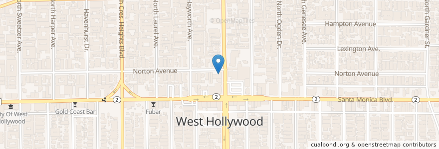 Mapa de ubicacion de Cole Branch Los Angeles Post Office en Estados Unidos Da América, Califórnia, Los Angeles County, Los Angeles, West Hollywood.
