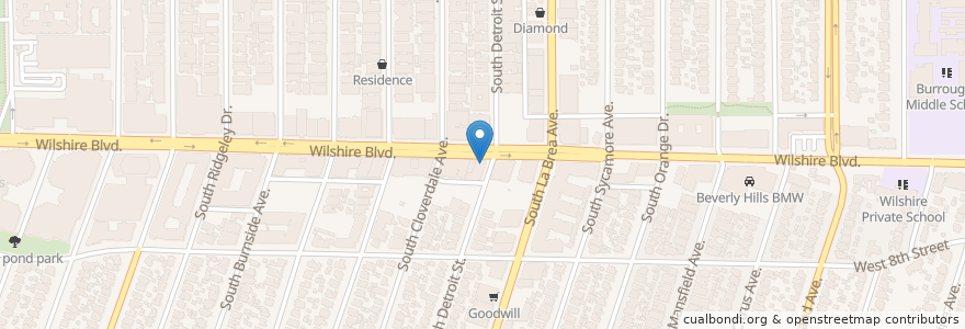 Mapa de ubicacion de Miracle Mile Station Los Angeles Post Office en Estados Unidos Da América, Califórnia, Los Angeles County, Los Angeles.
