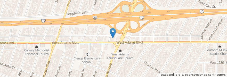 Mapa de ubicacion de Ray Charles Post Office Building en アメリカ合衆国, カリフォルニア州, Los Angeles County, ロサンゼルス.