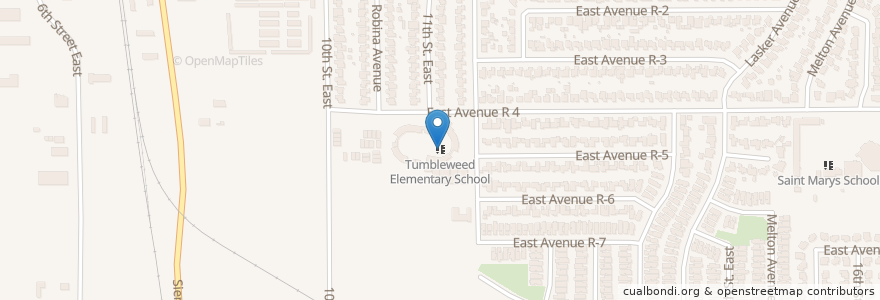 Mapa de ubicacion de Tumbleweed Elementary School en ایالات متحده آمریکا, کالیفرنیا, Los Angeles County, Palmdale.