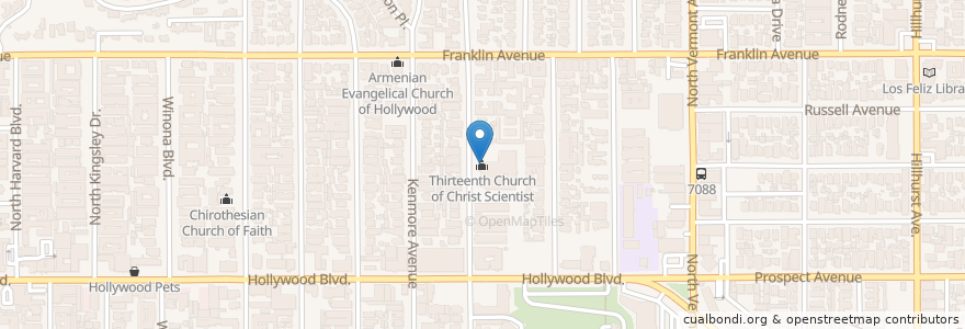 Mapa de ubicacion de Thirteenth Church of Christ Scientist en Estados Unidos Da América, Califórnia, Los Angeles County, Los Angeles.