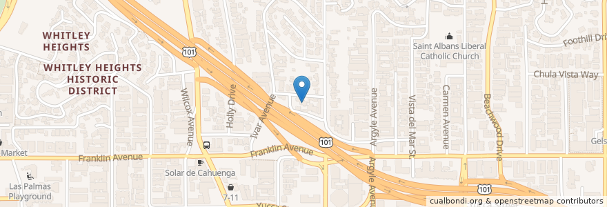 Mapa de ubicacion de Vedanta Temple en 美利坚合众国/美利堅合眾國, 加利福尼亚州/加利福尼亞州, 洛杉矶县, 洛杉矶.