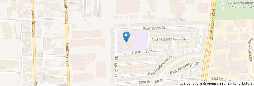 Mapa de ubicacion de Ambler Elementary School en 美利坚合众国/美利堅合眾國, 加利福尼亚州/加利福尼亞州, 洛杉矶县, Carson.