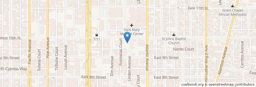 Mapa de ubicacion de First Assembly of God Church en Amerika Syarikat, California, Los Angeles County, Long Beach.