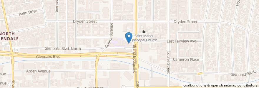 Mapa de ubicacion de Church of the Incarnation en États-Unis D'Amérique, Californie, Los Angeles County, Glendale.