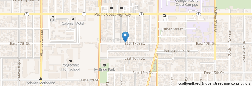 Mapa de ubicacion de Saint Mark Baptist Church en Estados Unidos De América, California, Los Angeles County, Long Beach.
