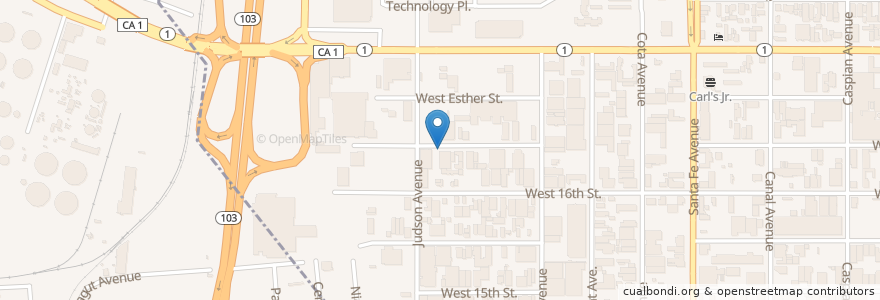 Mapa de ubicacion de Foursquare Church en United States, California, Los Angeles County, Long Beach.