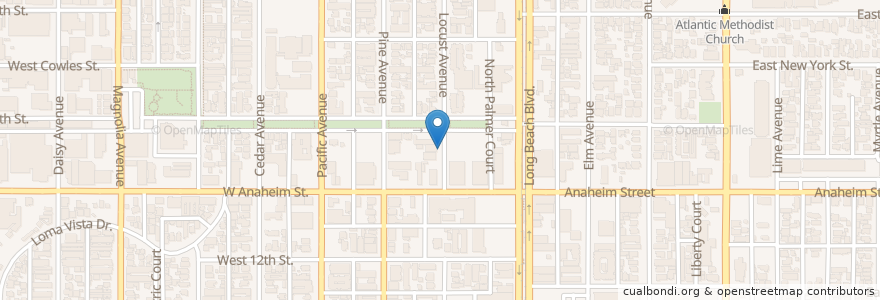 Mapa de ubicacion de Grace Presbyterian Church en United States, California, Los Angeles County, Long Beach.
