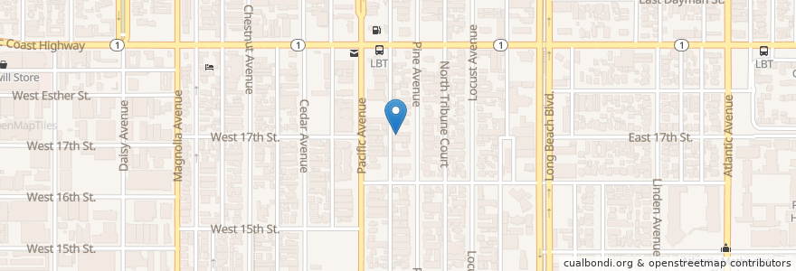 Mapa de ubicacion de Saint Stephen Lutheran Church en Vereinigte Staaten Von Amerika, Kalifornien, Los Angeles County, Long Beach.
