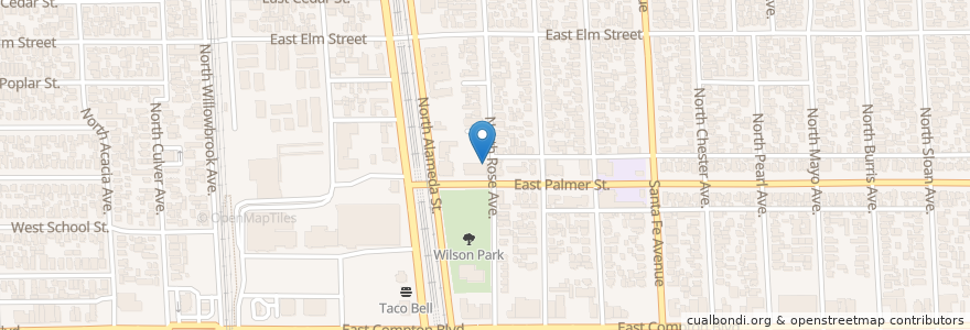 Mapa de ubicacion de Love and Unity Church of God in Christ en Amerika Syarikat, California, Los Angeles County, Compton.