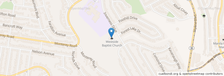 Mapa de ubicacion de Westside Baptist Church en Vereinigte Staaten Von Amerika, Kalifornien, San Mateo County, Pacifica.