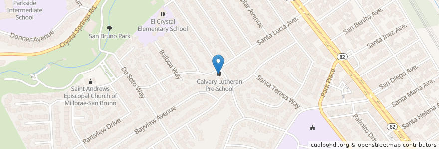Mapa de ubicacion de Calvary Lutheran Pre-School en United States, California, San Mateo County, San Bruno.