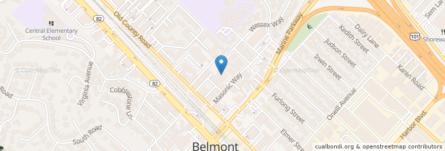 Mapa de ubicacion de Belmont Post Office en Vereinigte Staaten Von Amerika, Kalifornien, San Mateo County, Belmont.