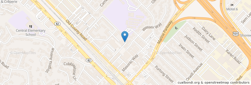 Mapa de ubicacion de Redwood Medical Clinic en 美利坚合众国/美利堅合眾國, 加利福尼亚州/加利福尼亞州, 圣马刁县, Belmont.