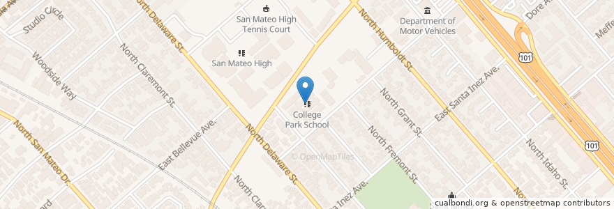 Mapa de ubicacion de College Park School en ایالات متحده آمریکا, کالیفرنیا, San Mateo County, San Mateo.