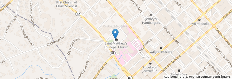 Mapa de ubicacion de Saint Matthew's Episcopal Church en Соединённые Штаты Америки, Калифорния, San Mateo County, San Mateo.