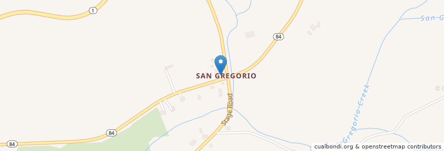 Mapa de ubicacion de San Gregorio Post Office en 美利坚合众国/美利堅合眾國, 加利福尼亚州/加利福尼亞州, 圣马刁县.