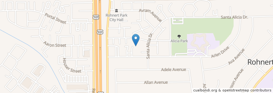 Mapa de ubicacion de Faith Presbyterian Church en 미국, 캘리포니아주, Sonoma County, Rohnert Park.