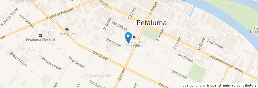 Mapa de ubicacion de United Methodist Church of Petaluma en 미국, 캘리포니아주, Sonoma County, Petaluma.