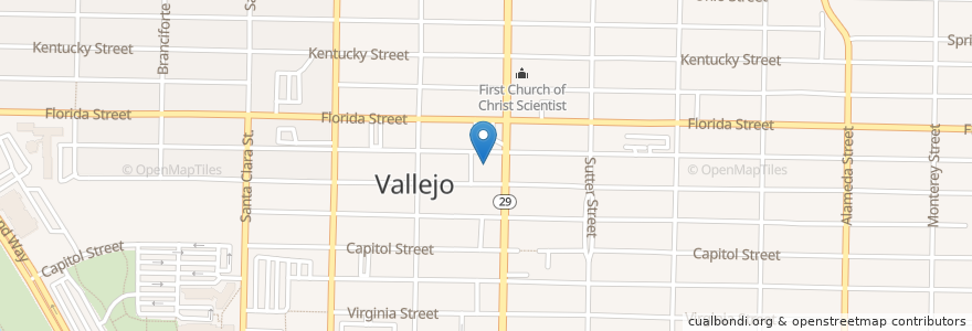 Mapa de ubicacion de First Baptist Church en Amerika Syarikat, California, Solano County, Vallejo.