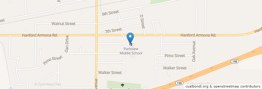 Mapa de ubicacion de Parkview Middle School en United States, California, Kings County.