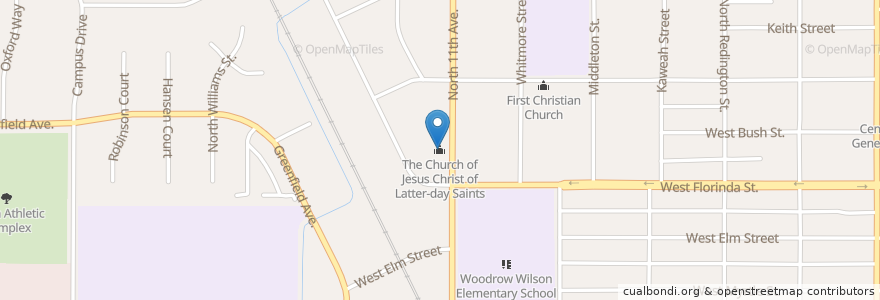 Mapa de ubicacion de The Church of Jesus Christ of Latter-day Saints en 美利坚合众国/美利堅合眾國, 加利福尼亚州/加利福尼亞州, Kings County, Hanford.