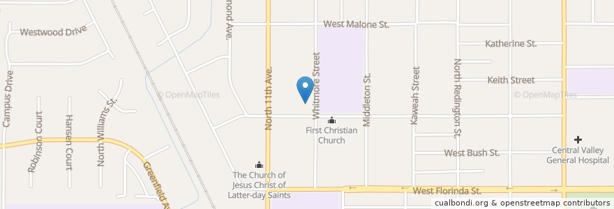 Mapa de ubicacion de First Southern Baptist Church en United States, California, Kings County, Hanford.
