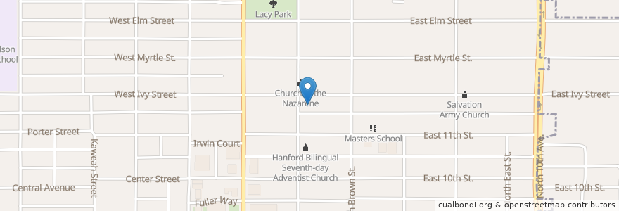 Mapa de ubicacion de Free Methodist Church en United States, California, Kings County, Hanford.