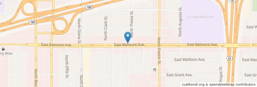 Mapa de ubicacion de Belmont United Pentecostal Church of Fresno en Estados Unidos Da América, Califórnia, Fresno County, Fresno.