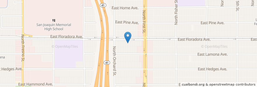 Mapa de ubicacion de Emmanuel Lutheran Church en Vereinigte Staaten Von Amerika, Kalifornien, Fresno County, Fresno.
