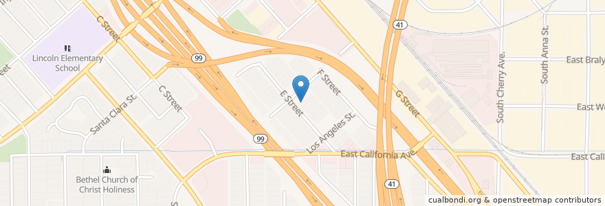 Mapa de ubicacion de Greater Faith Missionary Baptist Church en Amerika Birleşik Devletleri, Kaliforniya, Fresno County, Fresno.