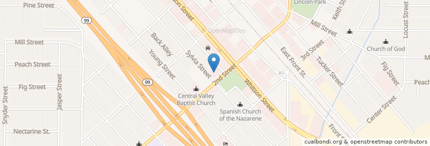 Mapa de ubicacion de Full Gospel of God Tabernacle en États-Unis D'Amérique, Californie, Fresno County, Selma.