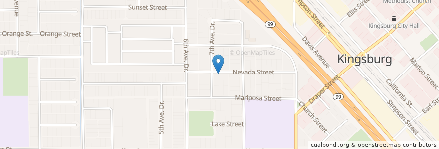 Mapa de ubicacion de Church of the Nazarene en États-Unis D'Amérique, Californie, Fresno County, Kingsburg.