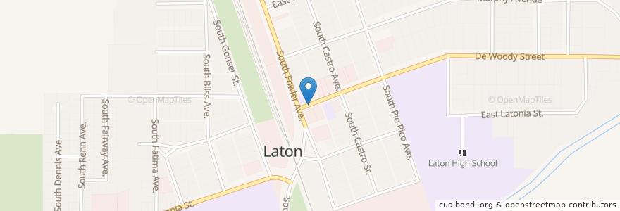 Mapa de ubicacion de Laton Post Office en Verenigde Staten, Californië, Fresno County.