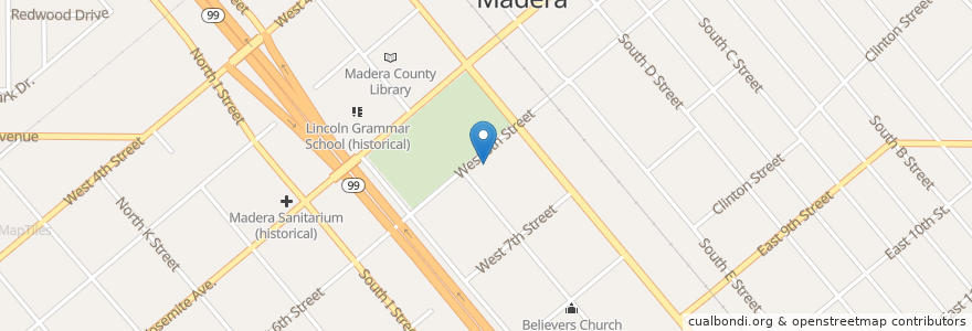 Mapa de ubicacion de First Presbyterian Church en États-Unis D'Amérique, Californie, Madera County.